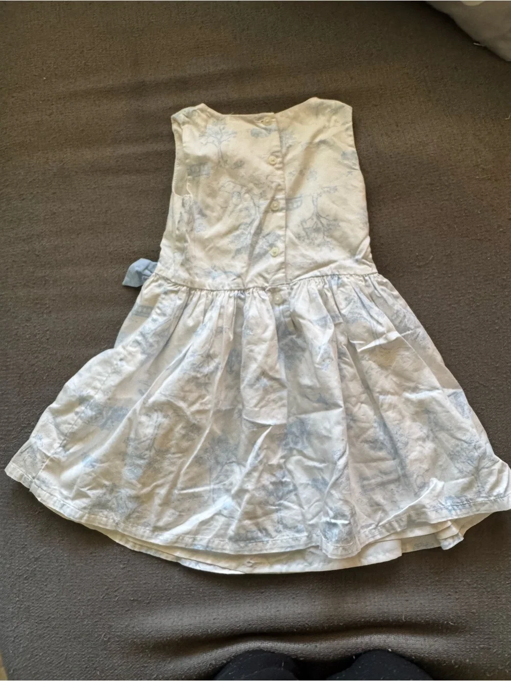 Carter's White and Light Blue Floral Sleeveless Dress with Side Bows